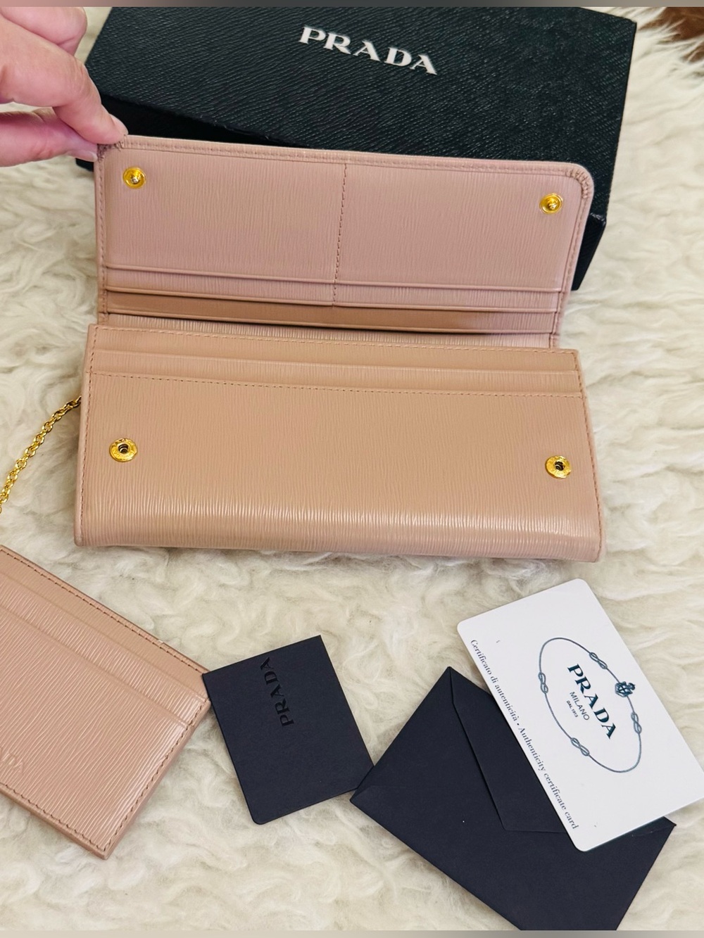 Prada Blush Pink Saffiano Long Wallet with Cardholder - Picture 4 of 4